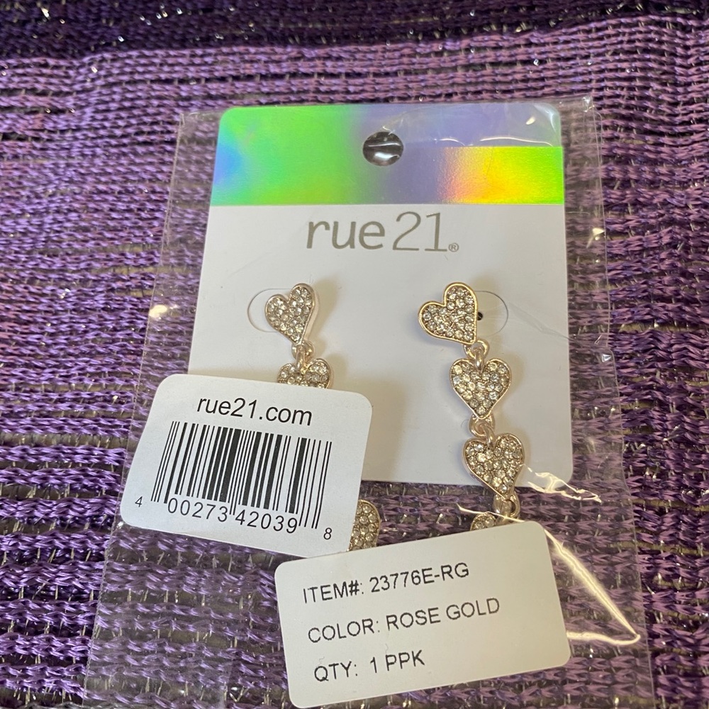 Rue 21 Rose Gold Heart Dangling Earring